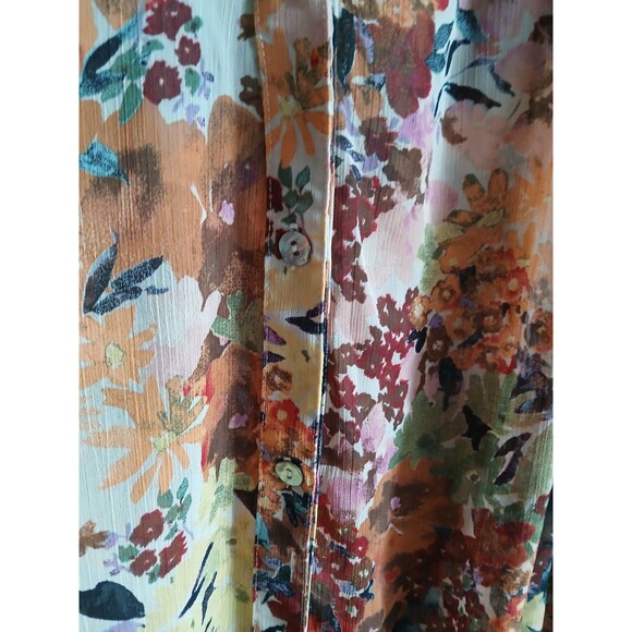 Fig and Flower Top Womens 2X  Lightweight Sheer Button Up Blouse - Picture 4 of 10